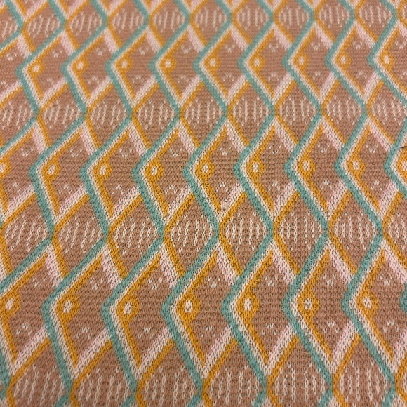 ASOS Men’s 70s Retro Knit Polo Light Brown Geometric Short Sleeve Shirt Size S - Picture 3 of 11